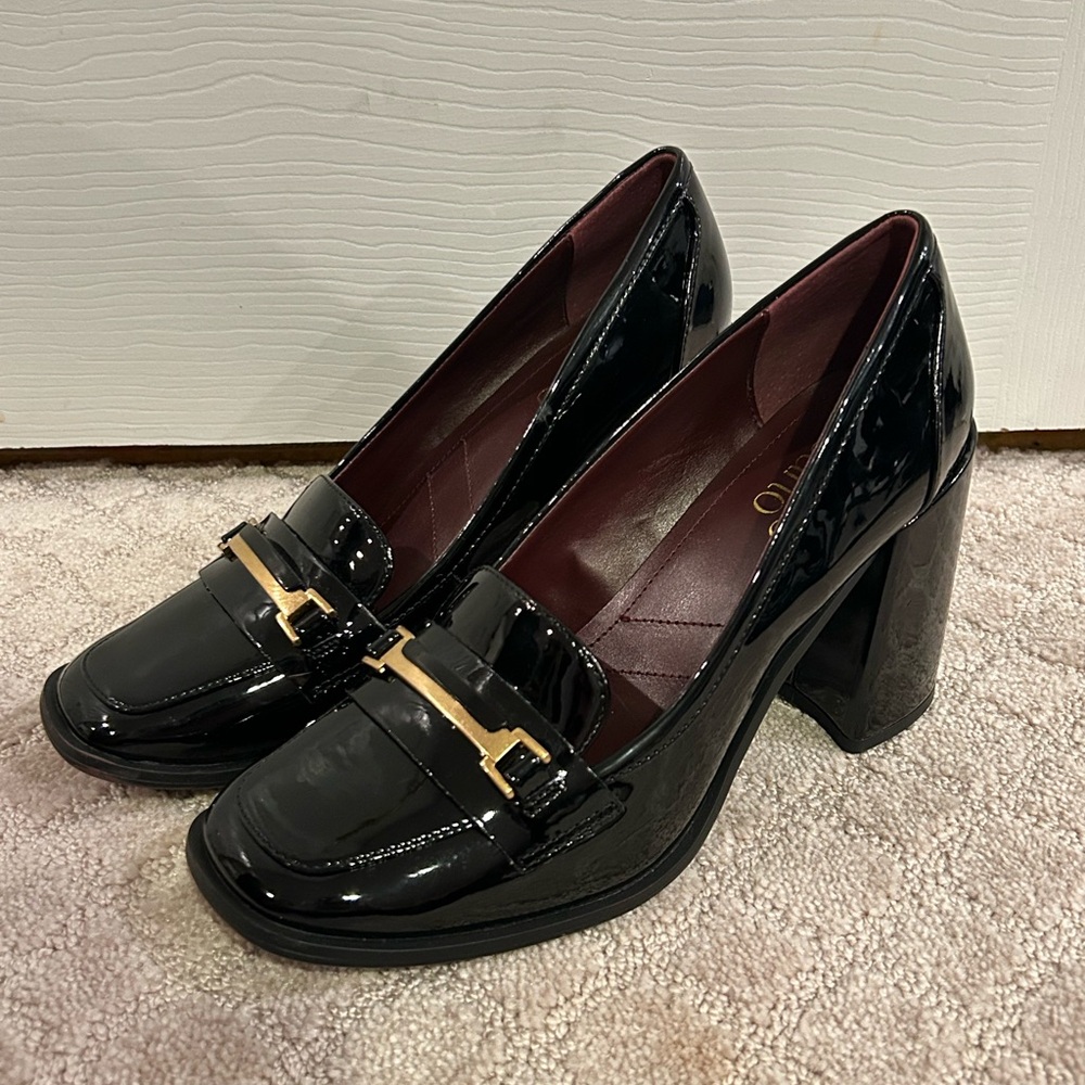 Franco Sarto Black Patent Leather Loafers